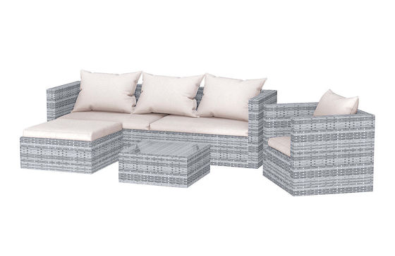 Embalagem de correio Y AJUNION Sofá de jardim Wicker Rattan Set Mobiliário exterior Seccional