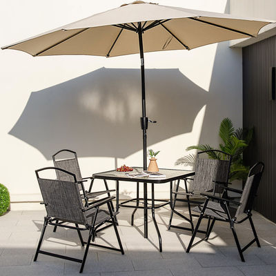 Cartão de embalagem Quadrado Mesa de jantar e cadeira Teslin Conjunto para jardim ao ar livre Café Restaurante