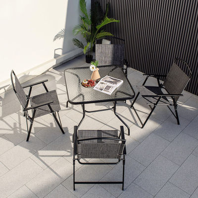 Cartão de embalagem Quadrado Mesa de jantar e cadeira Teslin Conjunto para jardim ao ar livre Café Restaurante