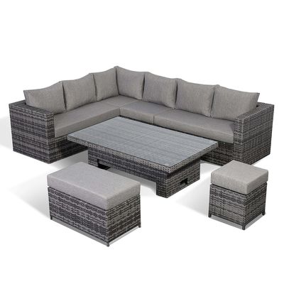 Sofá de esquina de design moderno com mesa ajustável L.265 X W.204 X H.66cm
