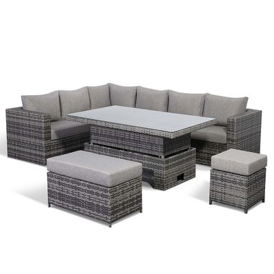 Sofá de esquina de design moderno com mesa ajustável L.265 X W.204 X H.66cm