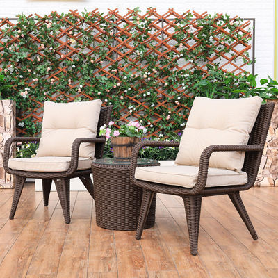 Moderno design tecido PE Rattan poltrona e mesa de jantar conjunto para balcão exterior villa
