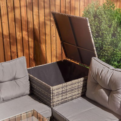 Conjunto de jardim de Rattan de pátio com mesa de fogão AJUNION Conjunto de sofá seccional de 8 lugares