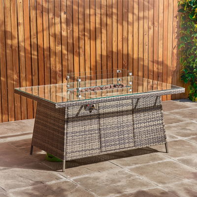 Conjunto de jardim de Rattan de pátio com mesa de fogão AJUNION Conjunto de sofá seccional de 8 lugares