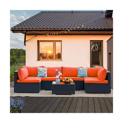 Quadro de tubo de aço AJUNION PE Rattan Mobiliário de jardim Sofá para tempo livre ao ar livre