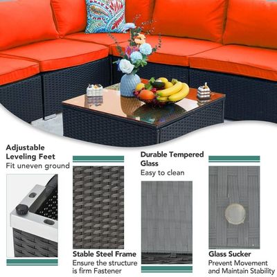 Quadro de tubo de aço AJUNION PE Rattan Mobiliário de jardim Sofá para tempo livre ao ar livre