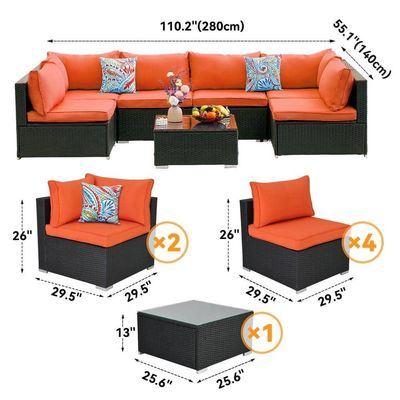 Quadro de tubo de aço AJUNION PE Rattan Mobiliário de jardim Sofá para tempo livre ao ar livre