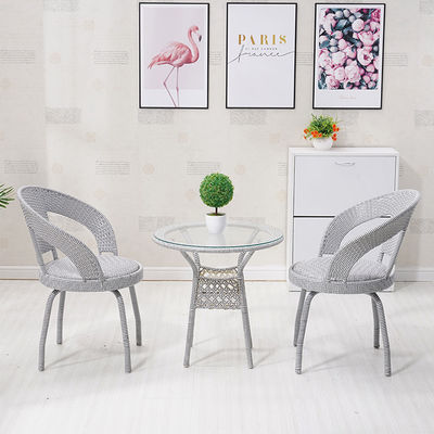 Conjunto de mesa e cadeira de vime de ratão PE tecido para mobiliário de jardim