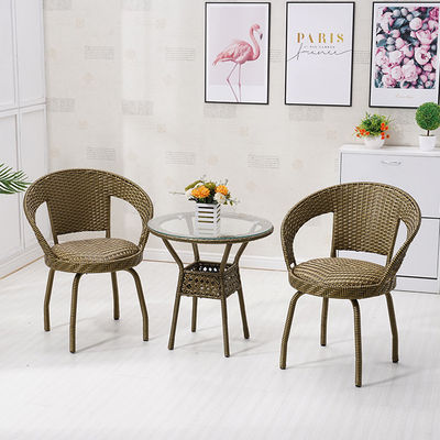 Conjunto de mesa e cadeira de vime de ratão PE tecido para mobiliário de jardim
