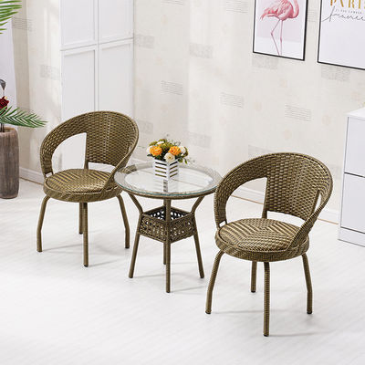 Conjunto de mesa e cadeira de vime de ratão PE tecido para mobiliário de jardim