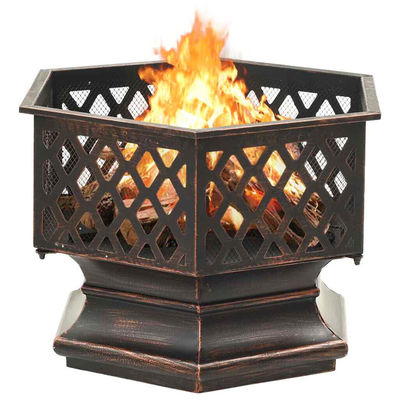 Hexagon Crossweave Steel Wood Burning Fire Pit Bowl para pátio e jardim ao ar livre