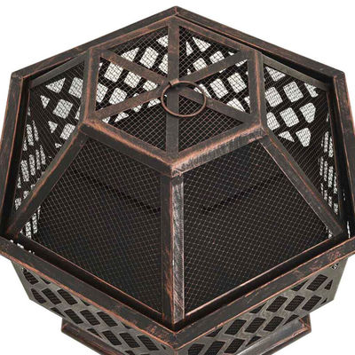 Hexagon Crossweave Steel Wood Burning Fire Pit Bowl para pátio e jardim ao ar livre