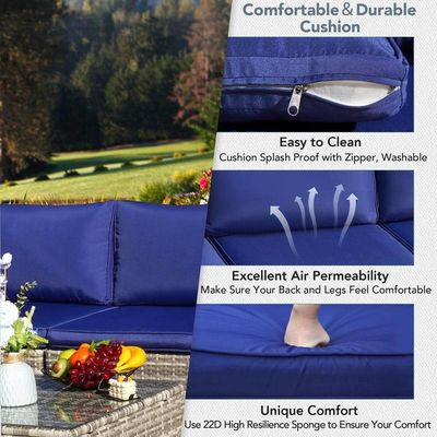 Modern Design PE Rattan Outdoor Furniture Set para Jardim Wicker Weave Set de Sofá Seccional