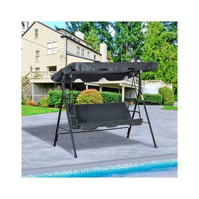 Cushion de poliéster AJUNION cadeira balançante de jardim de 3 lugares com metal e dossel