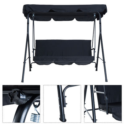 Cushion de poliéster AJUNION cadeira balançante de jardim de 3 lugares com metal e dossel
