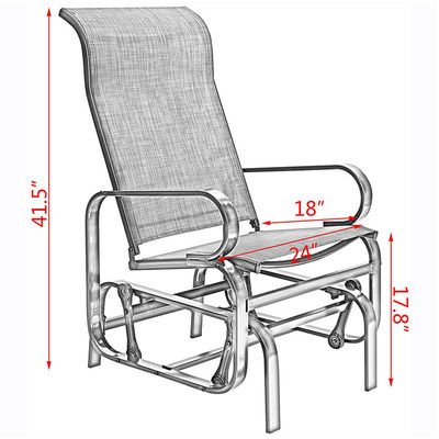 Metal Frame Outdoor Bistro Patio Garden Single Rocking Lounge Chair com Logotipo Personalizado