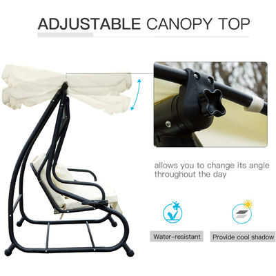 Cadeira pendente de balanço de jardim com acabamento revestido em pó e gancho de mola W120xL200xH164cm