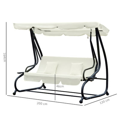 Cadeira pendente de balanço de jardim com acabamento revestido em pó e gancho de mola W120xL200xH164cm