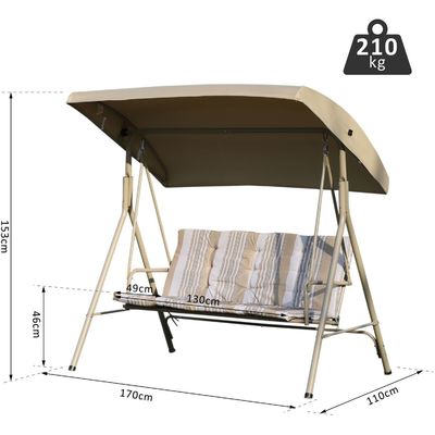 Moderno Design AJUNION 3 lugares Estrutura de metal exterior Patio Balanços Sofá Swing Cama Cadeira