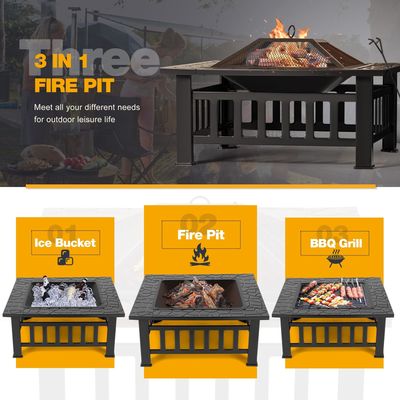 30 libras de metal quadrado fogão de mesa 32 polegadas de madeira queima grelha de churrasco para jardim de campismo