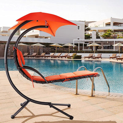 Atualize o seu pátio moderno de metal Stand hamaca cadeira de balanço com almofada e cobertura solar