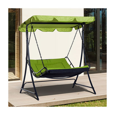 Cushion de poliéster AJUNION Swing Canopy Outdoor Hammock 3 lugares Patio Swing Chair com Canopy ajustável