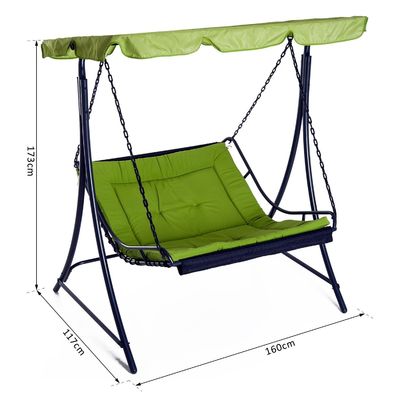 Cushion de poliéster AJUNION Swing Canopy Outdoor Hammock 3 lugares Patio Swing Chair com Canopy ajustável