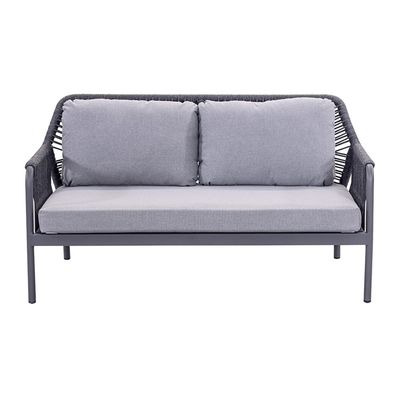 Quadro de alumínio AJUNION Tecido de corda Mobiliário de jardim Sofá de salão Conjunto com mesa HPL