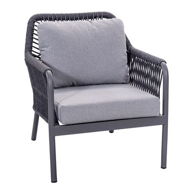 Quadro de alumínio AJUNION Tecido de corda Mobiliário de jardim Sofá de salão Conjunto com mesa HPL
