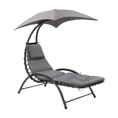 Cadeira balançante de cama de jardim de pátio de praia de tecido metálico ao ar livre com dossel de 118 * 171 * 165 cm