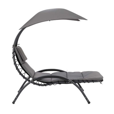 Cadeira balançante de cama de jardim de pátio de praia de tecido metálico ao ar livre com dossel de 118 * 171 * 165 cm