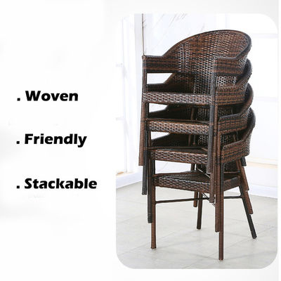 Logotipo personalizado de mesa de jantar e cadeiras de rotão de PE tecido para hotel Outdoor Patio Armchair Set