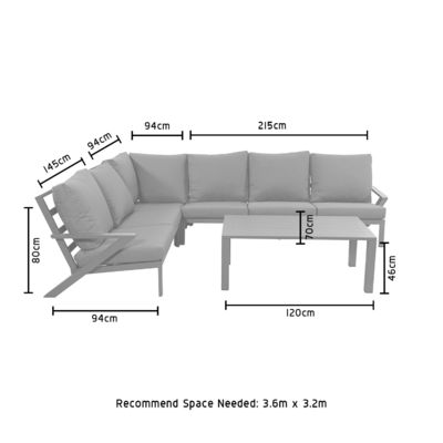AJUNION Quadro de Alumínio Sofá de Esquina Exterior Set Lounge Set Mobiliário de Jardim Seccional