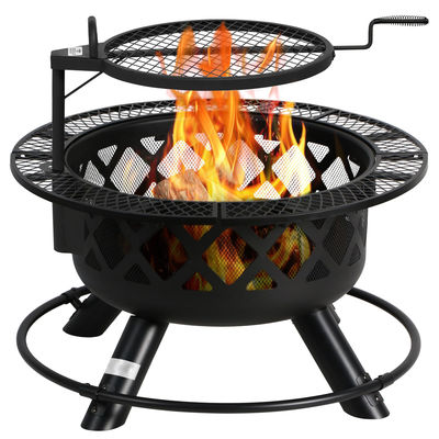 Jardim ao ar livre AJUNION Grill de cozinha removível 27 libras Poço de fogo ao ar livre de madeira