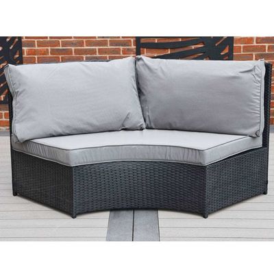AJUNION 8 lugares Rattan redondo Mobiliário de jardim Set de jantar com espessura de almofada de 10 cm