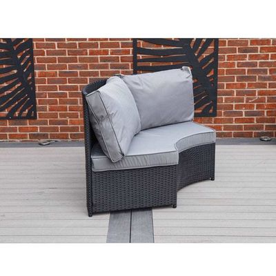 AJUNION 8 lugares Rattan redondo Mobiliário de jardim Set de jantar com espessura de almofada de 10 cm