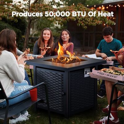 28"D x 28"W x 25"H Quadrado Área de Fogo de Propano Mesa 50000 BTU aço sem fumaça