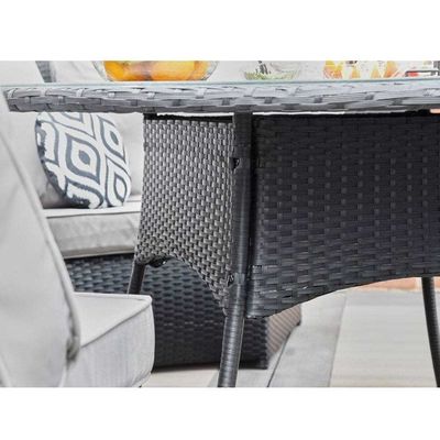 AJUNION 8 lugares Rattan redondo Mobiliário de jardim Set de jantar com espessura de almofada de 10 cm