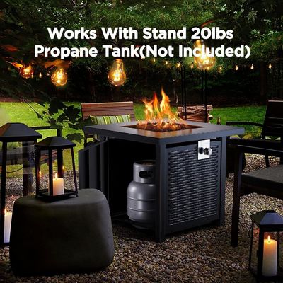 28"D x 28"W x 25"H Quadrado Área de Fogo de Propano Mesa 50000 BTU aço sem fumaça
