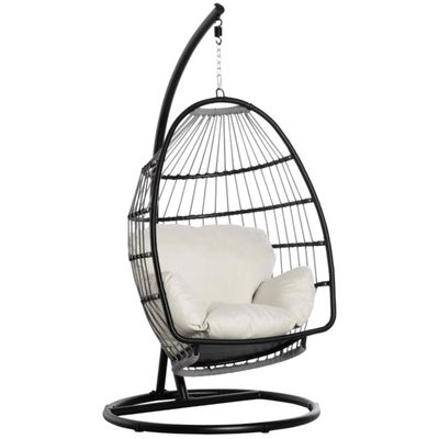 Cadeira balançante de ovo pendurada de design dobrável para o exterior com suporte Móveis gerais para o exterior