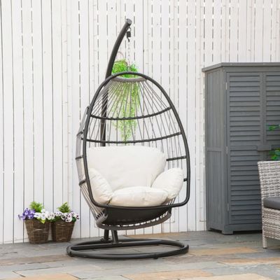 Cadeira balançante de ovo pendurada de design dobrável para o exterior com suporte Móveis gerais para o exterior
