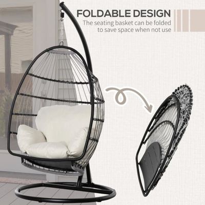 Cadeira balançante de ovo pendurada de design dobrável para o exterior com suporte Móveis gerais para o exterior