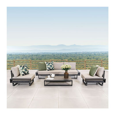 AJUNION Conjunto de sofás de luxo de alumínio Mobiliário com mesa de café Tamanho L 120 x W80 x H26cm