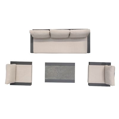 AJUNION Conjunto de sofás de luxo de alumínio Mobiliário com mesa de café Tamanho L 120 x W80 x H26cm