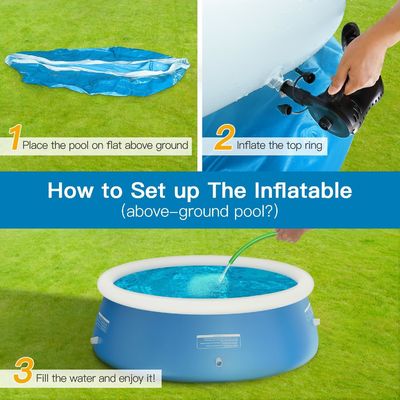Piscina extra grande e redonda de PVC para família AJUNION 12ft x 33in para jardim ao ar livre