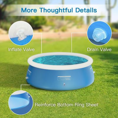 Piscina extra grande e redonda de PVC para família AJUNION 12ft x 33in para jardim ao ar livre