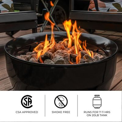 Fogo de gás sem fumo, redondo, de 24,2"D x 24,2"W x 11,1"H 60000 BTU para acampamento ao ar livre