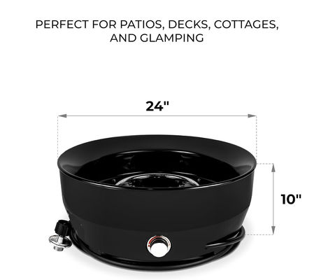 Fogo de gás sem fumo, redondo, de 24,2"D x 24,2"W x 11,1"H 60000 BTU para acampamento ao ar livre