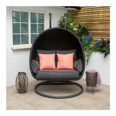 80 kg Capacidade de carga PE Rattan Double Seat Swing Egg Chair para mobiliário de luxo para o exterior