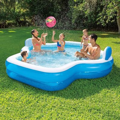 Divertimento familiar garantido com a piscina inflável AJUNION de 10 pés e 2 encosto de costas com almofada de ar